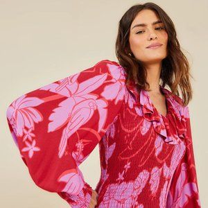 🥭 FARM RIO living nature burgundy mini dress